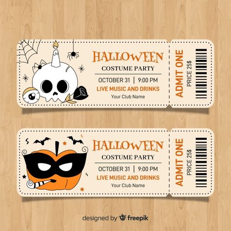 Template Tiket, Halloween Stationary, Movie Ticket Template, Halloween Party Tickets, Halloween Invitaciones, Ticket Template Free, Halloween Fiesta, Halloween Invitation Template, Holiday Movie Night