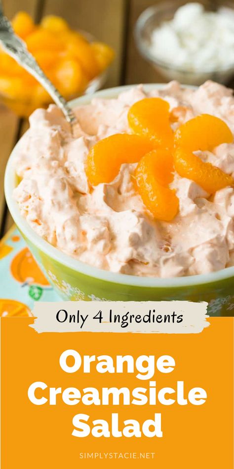 Orange Creamsicle Salad, Creamsicle Salad, Orange Dreamsicle Salad, Salad With Mandarin Oranges, Dreamsicle Salad, Orange Recipes Dessert, Orange Jello Salads, Mold Recipes, Fluff Salad Recipes