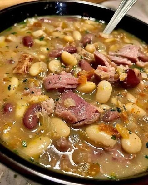 Bean And Ham Hock Soup, Ham Hock Soup, White Beans And Ham, Ham Hocks And Beans, Mini Crockpot Recipes, Soup With Ham, Ham And Bean, Ham Hocks, Ham Hock