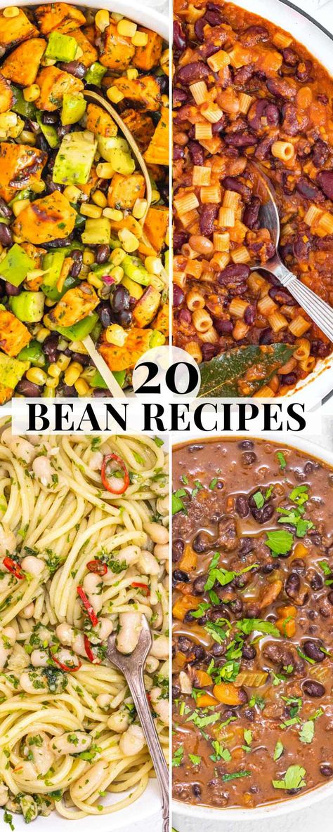 You can make these bean recipes with simple pantry staples. They are quick to make, tasty, and budget-friendly family dinners.White bean aglio olio pasta is our take on classic spaghetti aglio olio. The beans add a wonderful flavor, superb nutrition, and a creamy texture to this delicious dish. Healthy Bean And Lentil Recipes, Bean Meal Recipes, Meal Prep With Beans, White Beans Breakfast, White Bean Meals, Vegetarian Beans Recipe, Plant Based Bean Recipes, Haricot Beans Recipes, Pasta Beans Recipes