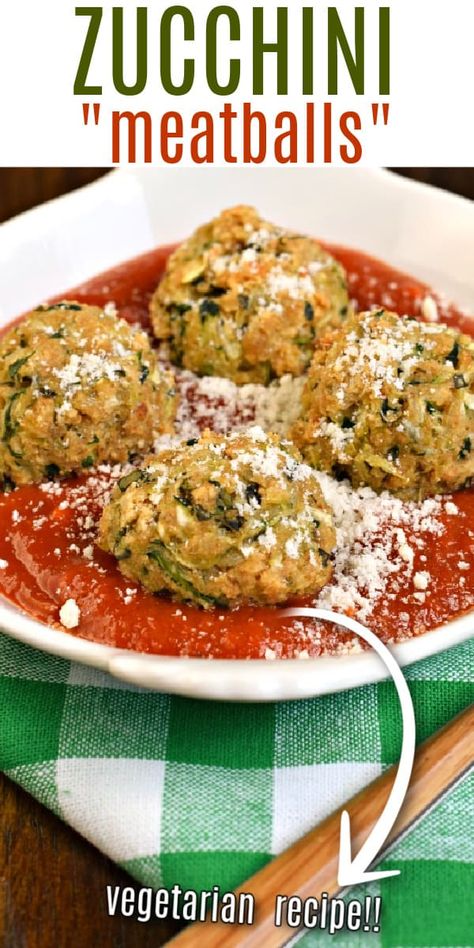 Zucchini Meatballs Vegetarian, Zucchini Meatballs, Best Zucchini Recipes, Veggie Meatballs, Vegetarian Meatballs, Easy Vegetarian Dinner, Tasty Vegetarian Recipes, Eat Clean, Vegetarian Dinner