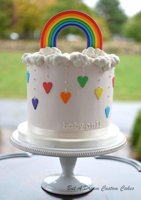 Simple Pastel Rainbow Cake, Cake Birthday Simple, Rainbow Cake Birthday, Pastel Rainbow Cake, Rainbow Cakes, Rainbow Cake, 9th Birthday, 1st Bday, Pastel Rainbow