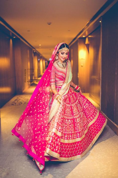 Photo of Bright pink and mint lehenga by Anita Dongre Wedding Lehngas, Wedding Lengha, Pink Bridal Lehenga, Beautiful Lehenga, Bridesmaid Photoshoot, Indian Wedding Gowns, Designer Bridal Lehenga Choli, Latest Bridal Lehenga, Delhi Wedding