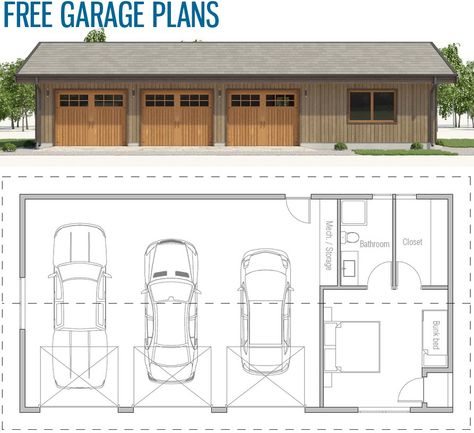 Garage Sleepout, Garage With Living Quarters, Garage Shop Plans, Garage Apartment Plan, Garage Guest House, Loft Plan, Garage Apartment Plans, Garage Style, Garage Door Design