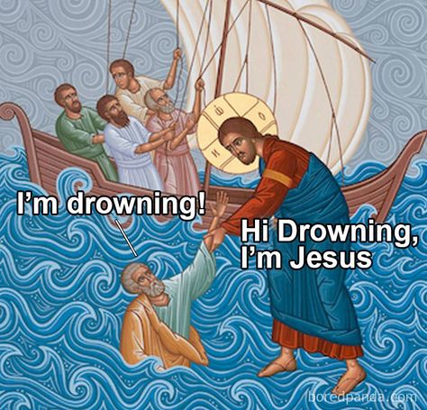 Funny-Christian-Memes Funny Jesus Memes, Jesus Jokes, Funny Christian Quotes, Bible Jokes, Funny Christian Jokes, Church Memes, Church Humor, Catholic Memes, Funny Today