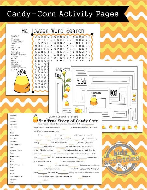 Printable Halloween Games for Kids {Candy Corn Theme} - http://kidsactivitiesblog.com/47589/printable-halloween-games-kids Halloween Mad Libs, Corn Theme, Printable Halloween Games, Halloween Mad, Halloween Maze, Halloween Class Party, School Halloween Party, Halloween Games For Kids, Mad Libs