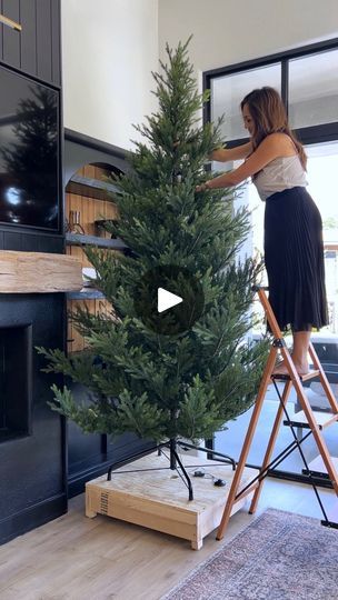 Half Tree Christmas, Ideas For Christmas Tree Stands, Hidden Christmas Tree Closet, Christmas Tree On Pedestal, How To Raise Your Christmas Tree, Hide Christmas Tree Base, Christmas Tree Platform Ideas, Raise Christmas Tree Height, How To Raise A Christmas Tree