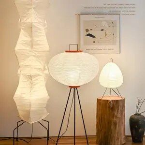 Akari 10A Floor Lamp Japanese paper floor lamp white minimalist led desktop decorative lamp villa art room corner studio lamp - AliExpress Modern Wabi Sabi, Paper Floor Lamp, Paper Lampshade, Japanese Rice, Lantern Lamp, Lampe Design, Gifu, Beautiful Chandelier, Cozy Reading Nook