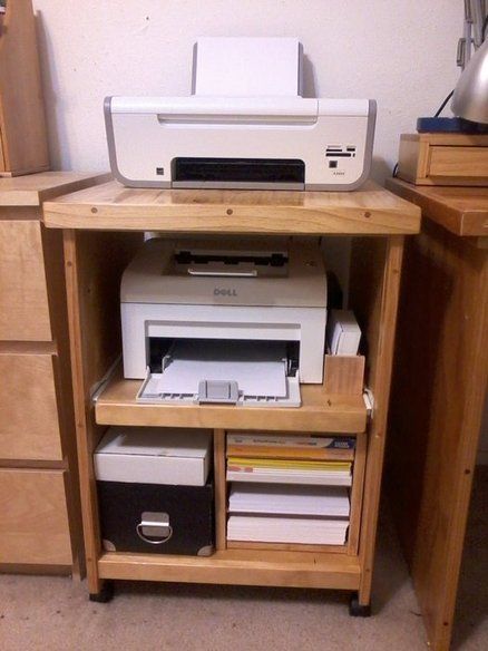 Printer Storage Ideas, Printer Desk, Printer Table, Printer Storage, Printer Cart, Printer Cabinet, Office Crafts, Craft Room Office, Home Office Setup