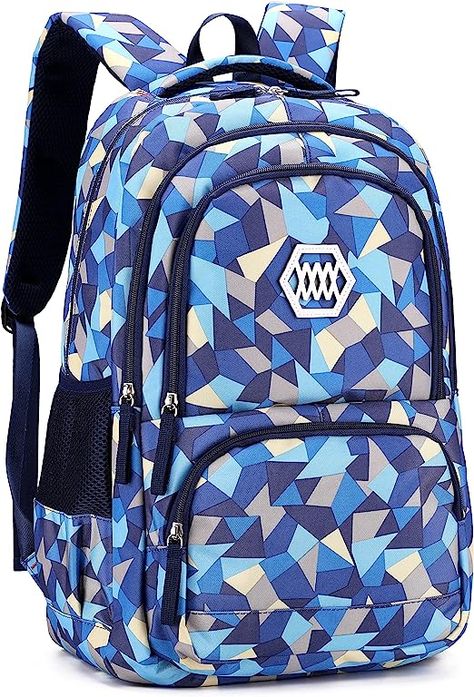 Bansusu Geometric-Print Backpack School-Bag for Girls-Boys Middle-School Elementary Bookbags High School Backpack, Rolling Backpack, Girl Backpacks School, Purple Backpack, Toddler Backpack, Boys Backpacks, School Bags For Girls, Fashion Toys, Cool Backpacks