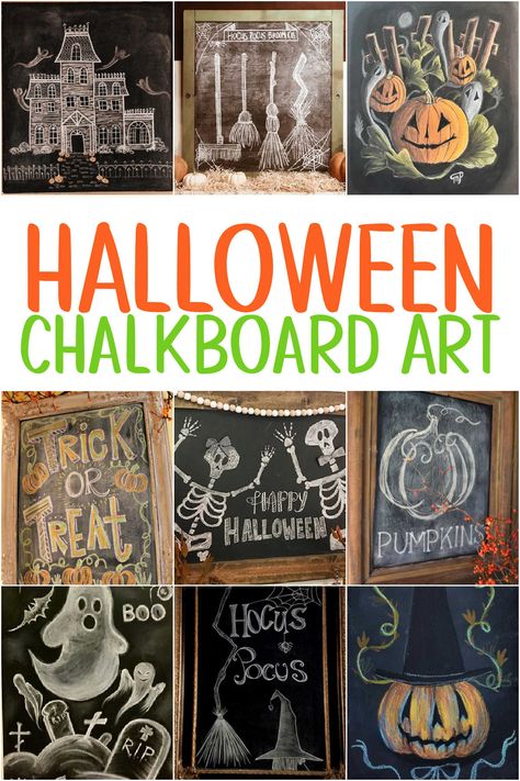 Happy Fall Y'all Chalkboard, Halloween Chalk Board Decor, Fall Chalk Art Ideas Easy, Fall Halloween Chalkboard Art, Halloween Black Board Ideas, Halloween Chalk Art Ideas, Chalkboard Pumpkin Drawing, Spooky Season Chalkboard Art, Funny Halloween Chalkboard Art