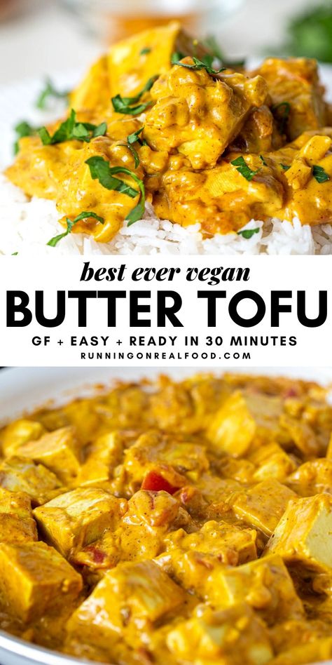 Vegan Fall Crockpot Recipes, Easy Vegan Butter, Ayam Mentega, Butter Tofu, Vegan Butter Chicken, Pasti Fit, Vegan Tofu, Butter Chicken Recipe, Läcker Mat