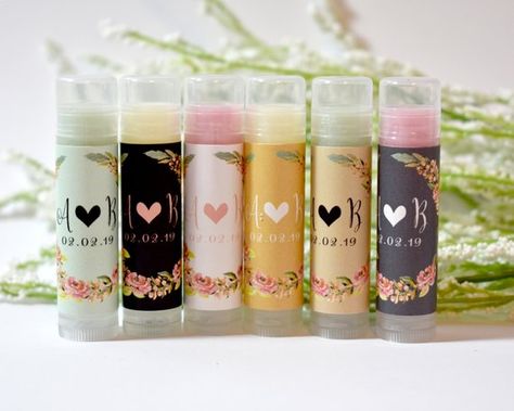 Lip Balm Favors 24 - Floral Wreath Chapstick Favors - Lip Balm Tubes - Chapstick Favor - Floral Wedding Chapstick Favors - Party Favors Personalized Chapstick, Balm Packaging, Lip Balm Packaging, Simple Wedding Favors, Artificial Bridal Bouquets, Watercolor Floral Wreath, Lip Balm Favors, Hand Fans For Wedding, Creative Wedding Favors