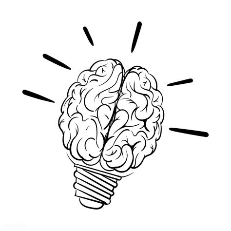 Idea Lightbulb, Light Bulb Drawing, Brain Icon, Brain Drawing, Brain Tattoo, 심플한 그림, Light Bulb Icon, Brain Art, Free Hand Drawing