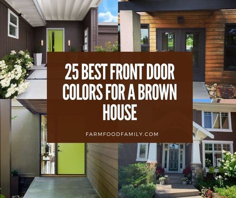 Are you looking for front door colors for a brown house? If so, you're in luck! In this blog post, we will discuss some warm and welcoming paint options that will complement your home's exterior Brown House Colored Door, Best Front Door Color For Brown House, Door Color With Brown Brick, Front Door Brown Brick House, Front Door Colors For Brown Brick House, Front Door Color Brown House, Front Door Colors For A Brown House, Brown House Front Door Color Ideas, Dark Brown House Front Door Color