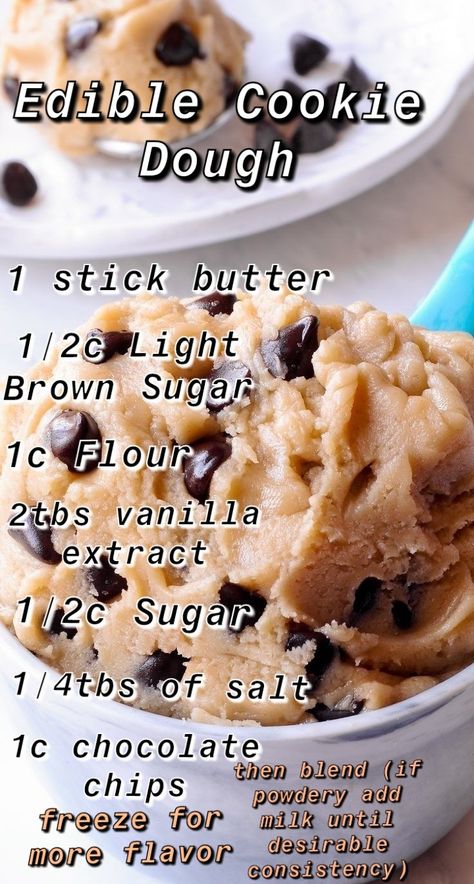 Good Cookie Recipes Simple, Eggless Simple Desserts, Quick And Easy Edible Cookie Dough Recipe, No Bake Edible Cookie Dough Recipe, Edible Cookie Dough Recipe Without Milk, How To Make Cookie Dough Without Eggs, Edible Cookie Dough 3 Ingredient, Homemade Edible Cookie Dough Recipes, Easy No Bake Cookie Dough Recipes