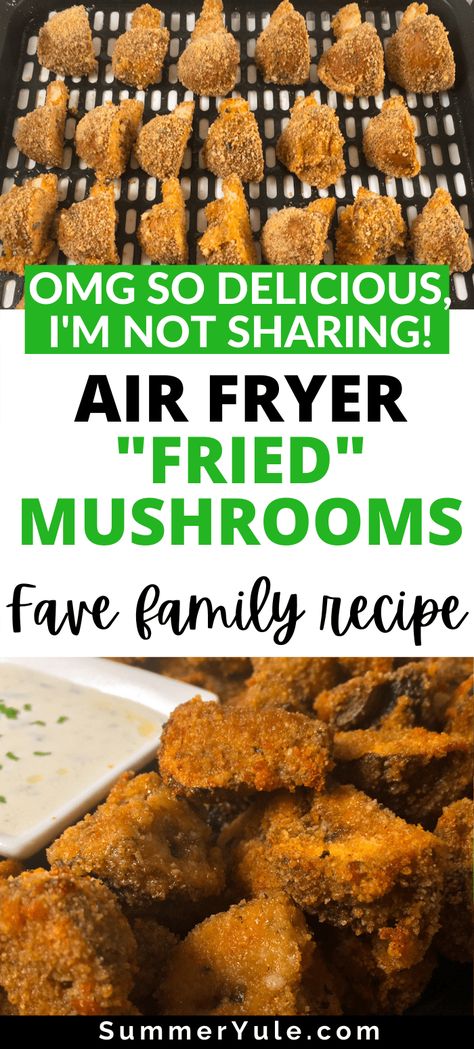 Air Fry Breaded Mushrooms, Mushrooms In Air Fryer Recipe, Homemade Fried Mushrooms, Mushrooms Air Fryer Recipes, Airfryer Mushroom Recipes, Breaded Mushrooms In Air Fryer, Air Fried Mushrooms Recipe, Airfry Mushrooms, Breaded Mushrooms Fried