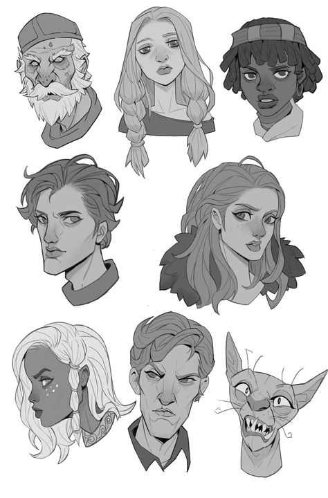 People As Shapes, Drawing Inspo Cartoon Style, Character Face Shapes, 3 People Sketch, Wink Face Drawing, Face Shapes Drawing Reference, Face Shapes Art, Pirates Sketch, Character Design Shapes