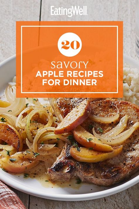 Apple Vegetable Recipes, Apple Chicken Recipes Dinners, Apple And Sausage Recipes, Chicken Apple Dinner Recipes, Savory Baked Apples, Fall Apple Recipes Dinner, Dinner Ideas With Apples, Eating Apple Recipes, Apple Recipes Healthy Dinner