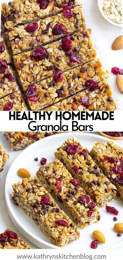 Healthy Granola Bar Recipe (No-Bake & Easy) Coastal Picnic, Healthy Granola Bar Recipe, Diy Granola Bars, Low Calorie Granola, Healthy Granola Bar, Healthy Homemade Granola Bars, Cranberry Almond Energy Bites, Granola Bar Recipe Healthy, Bars Recipes Healthy