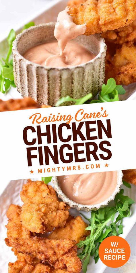 A delicious and tasty way to skip the takeout line, this copycat Raising Cane’s chicken fingers and dipping sauce recipe will satisfy your craving and is easier than you think to make at home. You'll love these extra cripsy chicken tenders made with chicken tenderloins double dipped in seasoned flour and buttermilk. Marniate in buttermilk for the same most moist and flavorful bites of chicken you know and love. Save money and enjoy your favorite restaurant dish at home! Double Fried Chicken Tenders, Joanna Gaines Chicken Tenders, Ways To Make Chicken Tenders, Kid Friendly Recipes Dinner, Canes Chicken Tenders Recipe, Chicken Tender Dinner Ideas, Buttermilk Chicken Tenders, Chicken Finger, Homemade Chicken Tenders