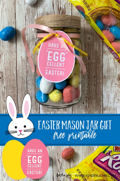 Printable Happy Easter Tag for Mason Jar! #masonjar #happyeastertag Easter Tags Free Printable, Pta Gifts, Easter Gift For Adults, Easter Mason Jars, Mason Jar Gift, Easter Tag, Easter Gift Tag, Easter Printables Free, Easter Tags