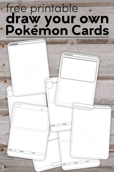 Pokemon Card Template, Svg Pokemon, Pokemon Themed Party, Fargelegging For Barn, Paper Trail Design, Card Template Free, Template Free Printable, Pokemon Craft, Trail Design