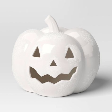 New With Tags! Target Hyde & Eek! Halloween Ceramic White Jack O Lantern Pumpkin. Made Of Durable Ceramic. 1.28 Lbs. 6.2” Tall. Will Come Carefully Packaged! Halloween Ambiance, Mondo Llama, Pumpkin Halloween Decor, Target Fall, Target Halloween, Light Up Pumpkins, Halloween Mantle, Ceramic Lantern, Target Holiday