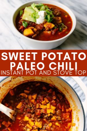 Chili season is my favorite. Get cozy with a bowl of this sweet potato paleo chili. This can be a stovetop chili or an instant pot chili recipe. This comforting and healthy paleo chili is also Whole30 compliant. Chili Instant Pot Recipes, Paleo Chili Recipe, Sweet Potato Paleo, Instant Pot Recipes Healthy Family, Sweet Potato Chilli, Paleo Chilli, Chili Instant Pot, Whole30 Sweet Potato, Paleo Instant Pot