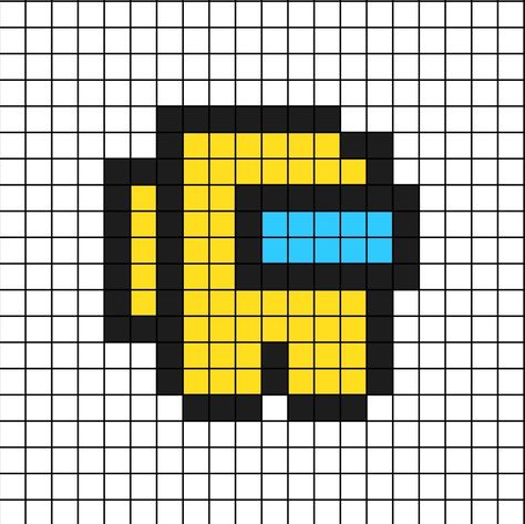 An easy pixel art template of a yellow Among Us imposter. Easy Pixel Art Among Us, Pixel Art Anime Easy, Pixel Drawing Easy, Pixel Art Facil, Modele Pixel Art, Seni Pastel, Easy Pixel Art, Pixel Art Templates, Pixel Drawing