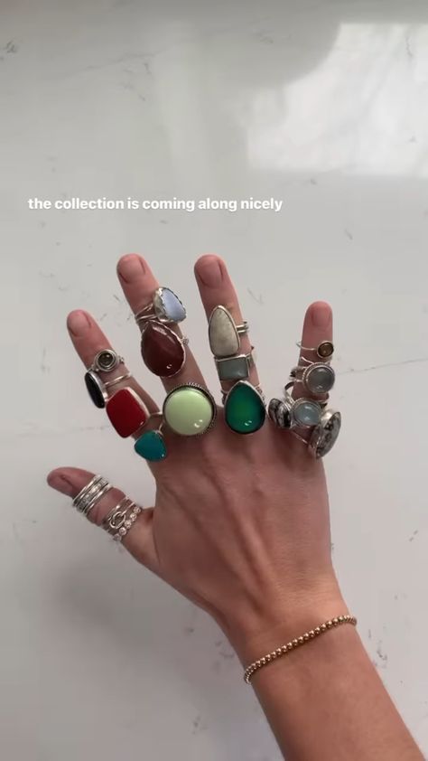 Rock Rings Aesthetic, Chunky Gem Rings, Gem Studio Rings Utah, Chunky Gemstone Rings, Maximalist Jewelry Silver, Big Rings Aesthetic, Chunky Rings Aesthetic, Silver Chunky Rings, Jewelry Goals