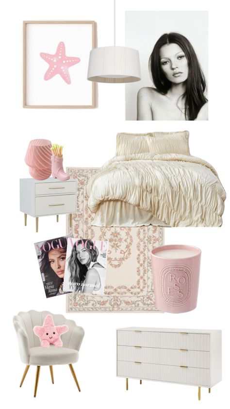 #vibes #homedecor #bedroom #bedroominspo #aestethic #pink #katemoss #vogue Girly Bedroom Aesthetic, Vogue Bedroom, Sweet Room, Bedroom Aesthetic, Bedroom Inspo, Apartment Decor, Vogue, Apartment, Bedroom