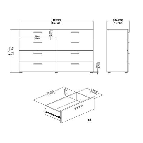 Keep it clean.The Pemberly Row 8 Drawer Double Dresser can organize your clothing without overbearing your room. With 8 wide drawers, sweaters and linens find a happy home here. Unique dresser depth makes this ideal for smaller spaces or high traffic areas in bedrooms. Streamlined hardware and round feet give it a simple chic feel. Standing strong with metal drawer glides and an easy to clean foil surface this dresser will be a productive and durable piece in your collection.Features : Assembly Unique Dresser, Drawer Runners, Can Organizer, Double Dresser, Simplistic Design, Metal Drawers, Wooden Letters, Chest Of Drawers, Engineered Wood