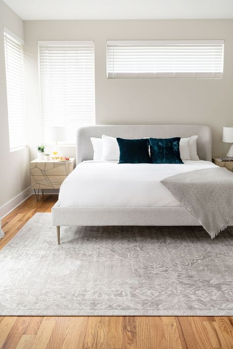 Light grey headboard bedroom