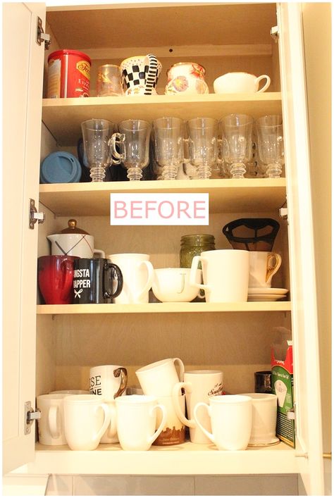 Tea Cup Storage, Coffee Mug Storage, Coffee Cup Storage, Spice Rack Organization, Spring Cleaning Organization, Kitchen Cupboard Organization, Diy Pantry Organization, Coffee Organization, Kitchen Cabinet Organization Ideas