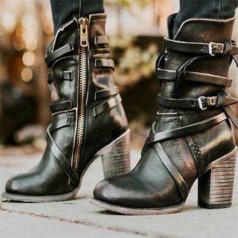 Womens Black Booties, Popular Boots, Lace Up High Heels, Winter Ankle Boots, Liberia, Vintage Boots, Leather Boots Women, Buckle Boots, Martin Boots