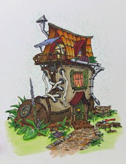 Love how this image of "Boot House" from Make It Crafty turned out! Available at: http://www.makeitcrafty.com/boot-house-digi-stamp.html - also avail on their site as a rubber stamp. Shoe House Drawing, Boot House Drawing, Shoe House Illustration, Boots Art Drawing, Marker Art Ideas, Boot Drawing, Boot Illustration, Boots Illustration, Boots Drawing