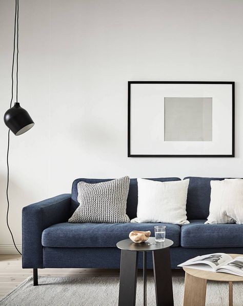 Cream Lounge Blue Sofa, Indigo Sofa, Blue Sofa Living Room, Blue Sofa Living, Cheap Living Room Furniture, Latest Sofa Designs, Blue Couch, Coco Lapine Design, Apartment Decoration