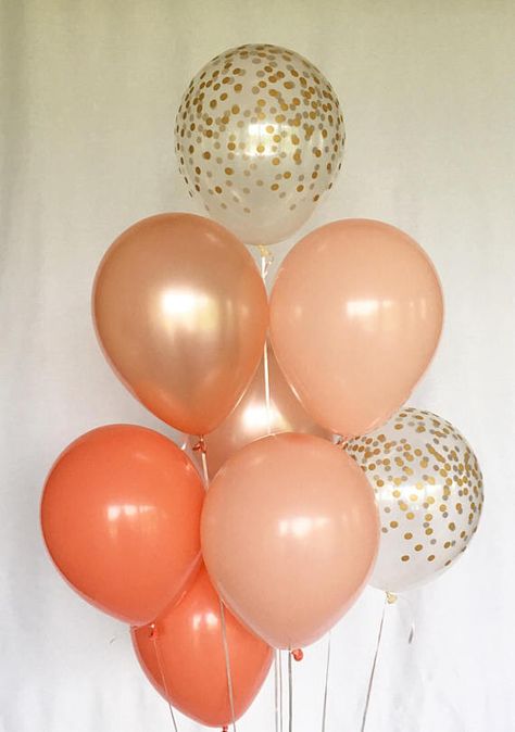 Coral Balloons, Coral Party Decorations, Baby Shower Color Themes, Balloons First Birthday, Peach Balloons, Bridal Shower Rose Gold, Coral Party, Peach Baby Shower, Blush Bridal Showers