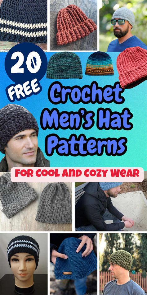 Men's crochet hat patterns offer a world of creative possibilities. One of the best things about making these hats is that they can be styled in multiple Crochet Hats Free Pattern For Men, Mens Crochet Hats Free Pattern Men's Beanie Pattern, Free Crochet Mens Hats, Crochet Men’s Patterns, Men Beanie Crochet Pattern Free, Crochet Beanie Hat Free Pattern Mens, Mens Crochet Hats Free Pattern Winter, Crochet Hat And Scarf Set Pattern Free For Men, Men’s Crochet Hat Free Pattern Free