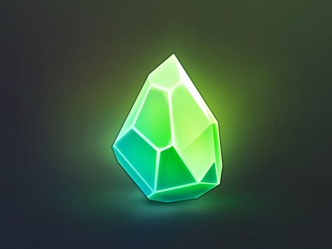 Green crystal icon by Vasili Tkach Crystal Icon, Crystal Drawing, Magic Stones, Gemstone Art, Crystal Green, Gems Art, Cool Wallpapers Cartoon, Game Concept Art, Ancient Mysteries