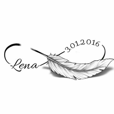 Infinity Feather Tattoo Design, Tattoo Plume, Infinity Tattoo With Feather, Infinity Tattoo Designs, Armband Tattoo Design, Mommy Tattoos, Feather Tattoo Design, Idee Cricut, Small Girl Tattoos