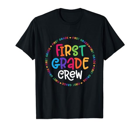 PRICES MAY VARY. First grade shirt, First grade crew tshirt, 1st grade shirt, back to school shirt, Team teacher shirt, Kindergarten shirt, First grade squad Click throught My Brand for orther Design and Grade. Make a great outfit for teacher on first day of school, gift for your child and for their teacher Lightweight, Classic fit, Double-needle sleeve and bottom hem First Grade Shirt, First Day Of School Gift, Kindergarten Shirts, Teacher Team, First Grade Teachers, T Shirt Image, Teacher Outfits, School Gift, Team Shirts