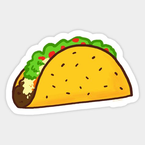 Cartoon Taco Drawing, Taco Images Cartoon, Tacos Cartoon, Tacos Drawing, Fiesta Drawing, Taco Art, Taco Clipart, Taco Crafts, Mexican Stickers