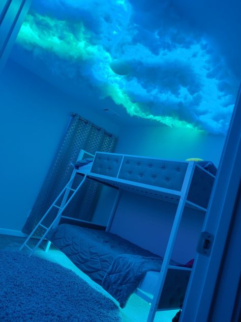 Cloud Sky Room Decor, Rain Cloud Room Decor, Clouds Aesthetic In Room, Cloud Led Lights Ceiling, Cloud Wall Design, Led With Clouds, Cloud Sky Ceiling, Led Cloud Lights Celling, Storm Themed Bedroom