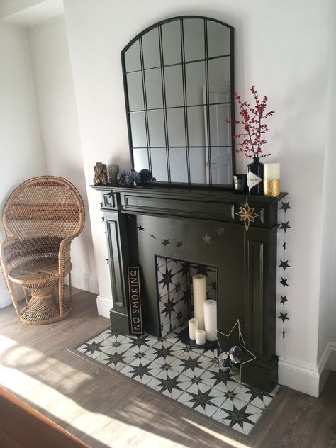 Tile Hearth Ideas, Tile In Front Of Fireplace Hearth, Fireplace Tiled Hearth, Hearth Tile Ideas Fire Places, Tile Hearth Fireplace, Tiled Hearth Ideas, Tiled Fireplace Hearth, Fireplace With Tiles, Green Tile Fireplace