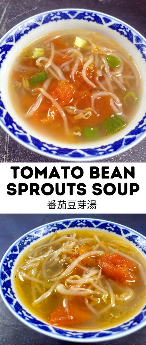 Bean Sprouts Soup, Bean Sprout Soup, Pork Bone Broth, Sprout Soup, Asian Soup Recipes, Onion Sprouts, Vietnamese Soup, Bean Sprout, Comfort Soup