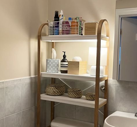 Dream Closet Room, Bathroom Storage Over Toilet, Small Space Storage Solutions, White Platforms, Over Toilet Storage, Shelves Over Toilet, Bathroom Shelves Over Toilet, Over The Toilet Cabinet, Toilet Shelves