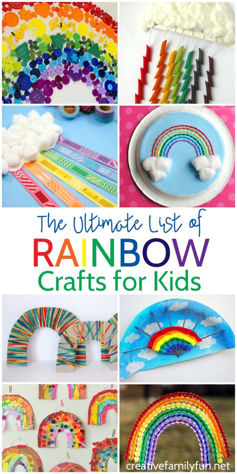 Rainbows! Find all the best crafts in this Ultimate List of Rainbow Crafts for Kids. The ideas are fun, colorful, and easy to make. You'll find so many ideas that you'll love to create. Rainbow Crafts Preschool, Rainbow Crafts For Kids, Easy Toddler Crafts, Rainbow Activities, Rainbow Yarn, Kids Rainbow, Rainbow Crafts, Rainbow Theme, Adult Crafts