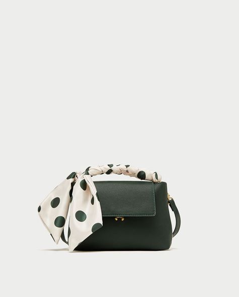 Image 2 of MINI CITY BAG WITH POLKA DOT PRINTED SCARF from Zara Chic Zara Bag With Zipper Closure, Zara Black Bag For Daily Use, Chic Zara Bag With Gold-tone Hardware, Zara Bag With Detachable Strap For On-the-go, Zara Shoulder Bag With Detachable Strap For On-the-go, Zara Portugal, Latest Bags, City Bag, Polka Dot Print